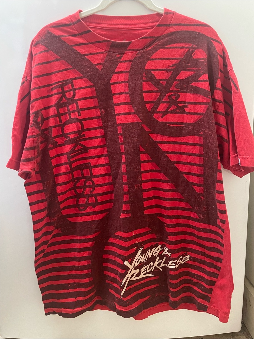Young & Reckless Shirt Mens XL Red Black Short Sleeve Graphic Tee